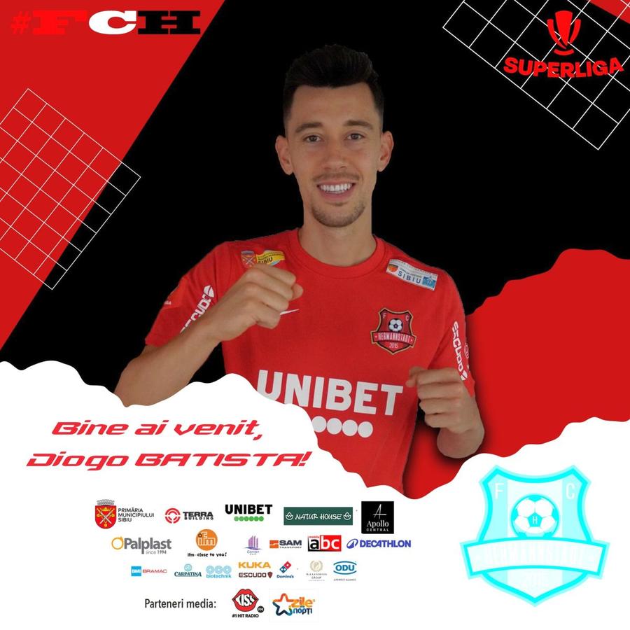 Diogo Batista, prezentat la Hermannstadt/ foto: Facebook @FC Hermannstadt Jucătorul crescut la Benfica și Sporting a fost prezentat oficial în Liga 1