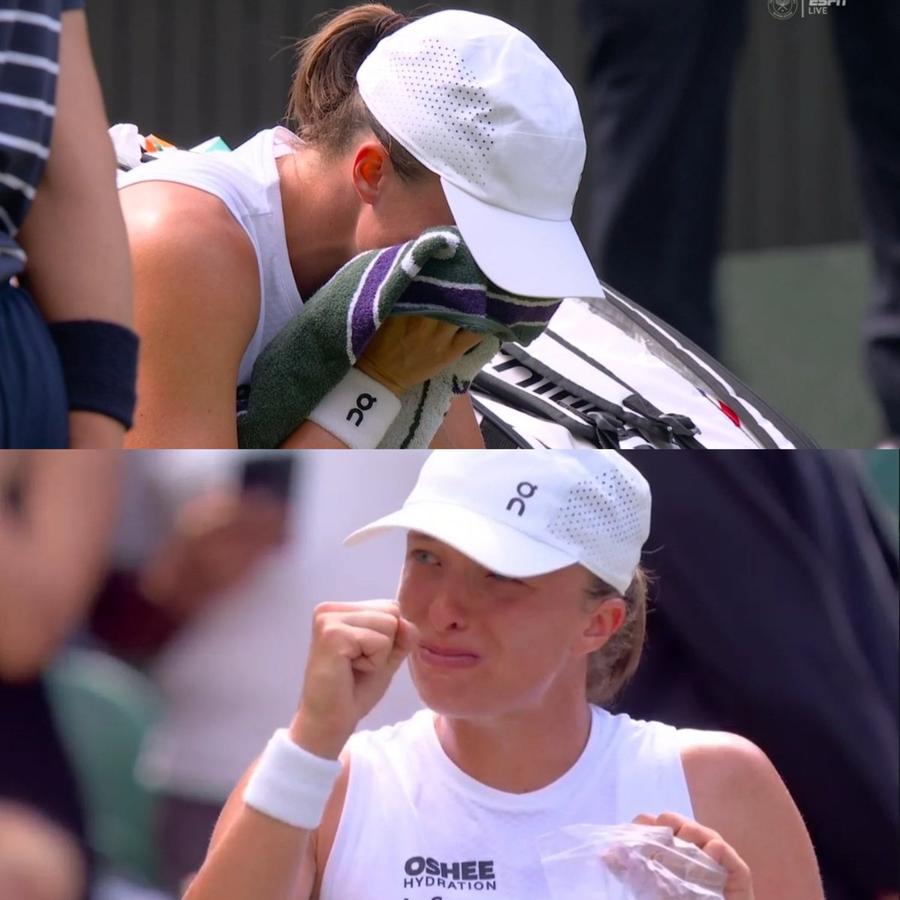 Iga Swiatek, momente emoționante după victoria din primul tur de la Wimbledon // foto: X: @TheTennisLetter Iga Swiatek, în lacrimi după un debut cu emoții la Wimbledon