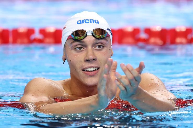 David Popovici, în semifinala probei de la 100 m liber. FOTO: Getty Images