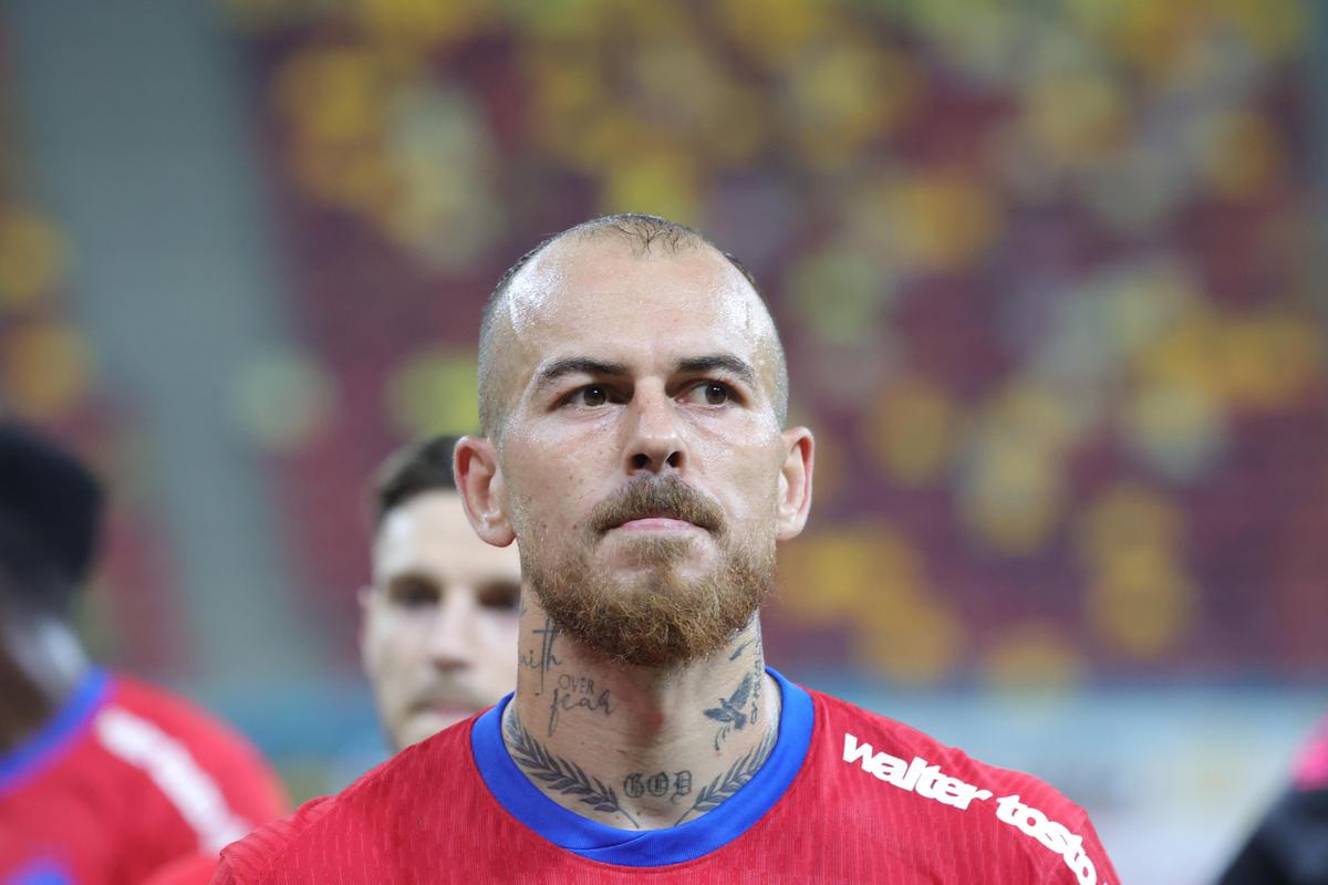 Imagini din finalul meciului FCSB - Shkendija
