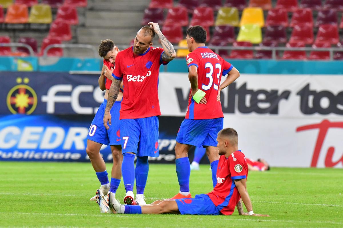 Imagini din finalul meciului FCSB - Shkendija