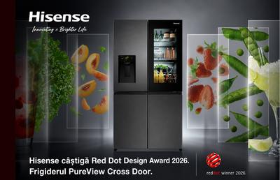 Hisense câștigă Red Dot Design Award 2026 cu frigiderul PureView Cross Door