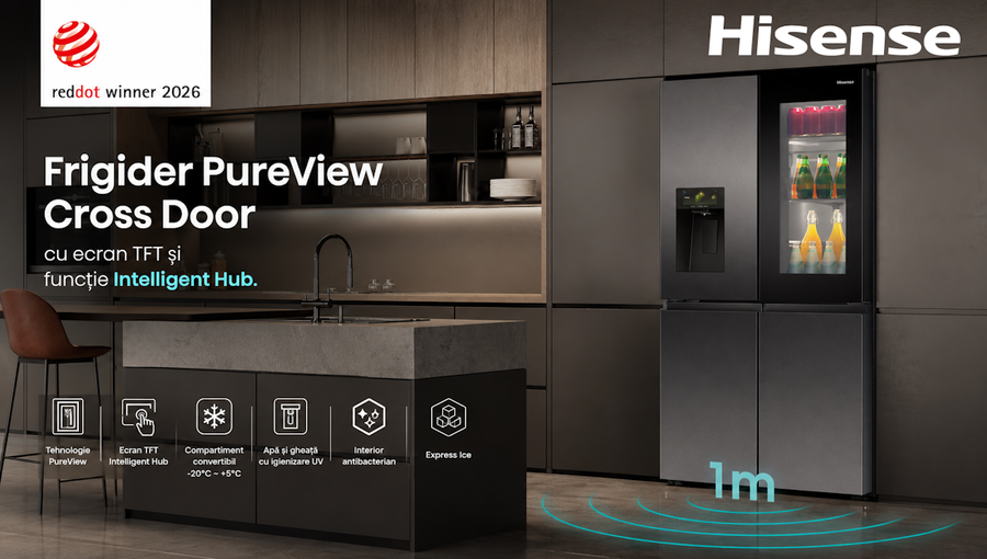 Hisense câștigă Red Dot Design Award 2026 cu frigiderul PureView Cross Door
