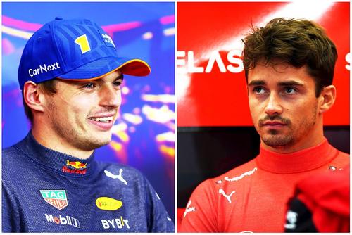 Max Verstappen, în stânga. Charles Leclerc, în dreapta // sursă fotografii: Guliver/gettyimages