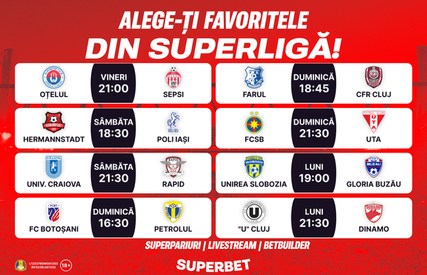 Meciuri tari în etapa a 8-a: alege-ți favoritele din SuperLigă!