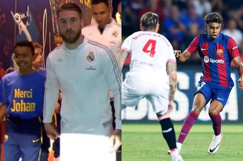 Lamine Yamal, alături de Sergio Ramos. Foto: Imago