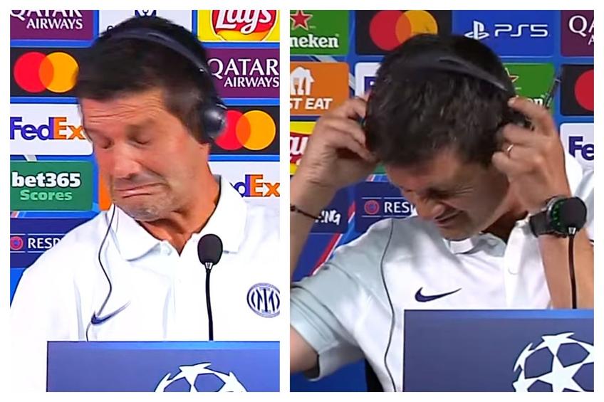 Viral! Cristi Chivu, „păcălit” de câști în conferința premergătoare meciului Inter - Slavia Praga