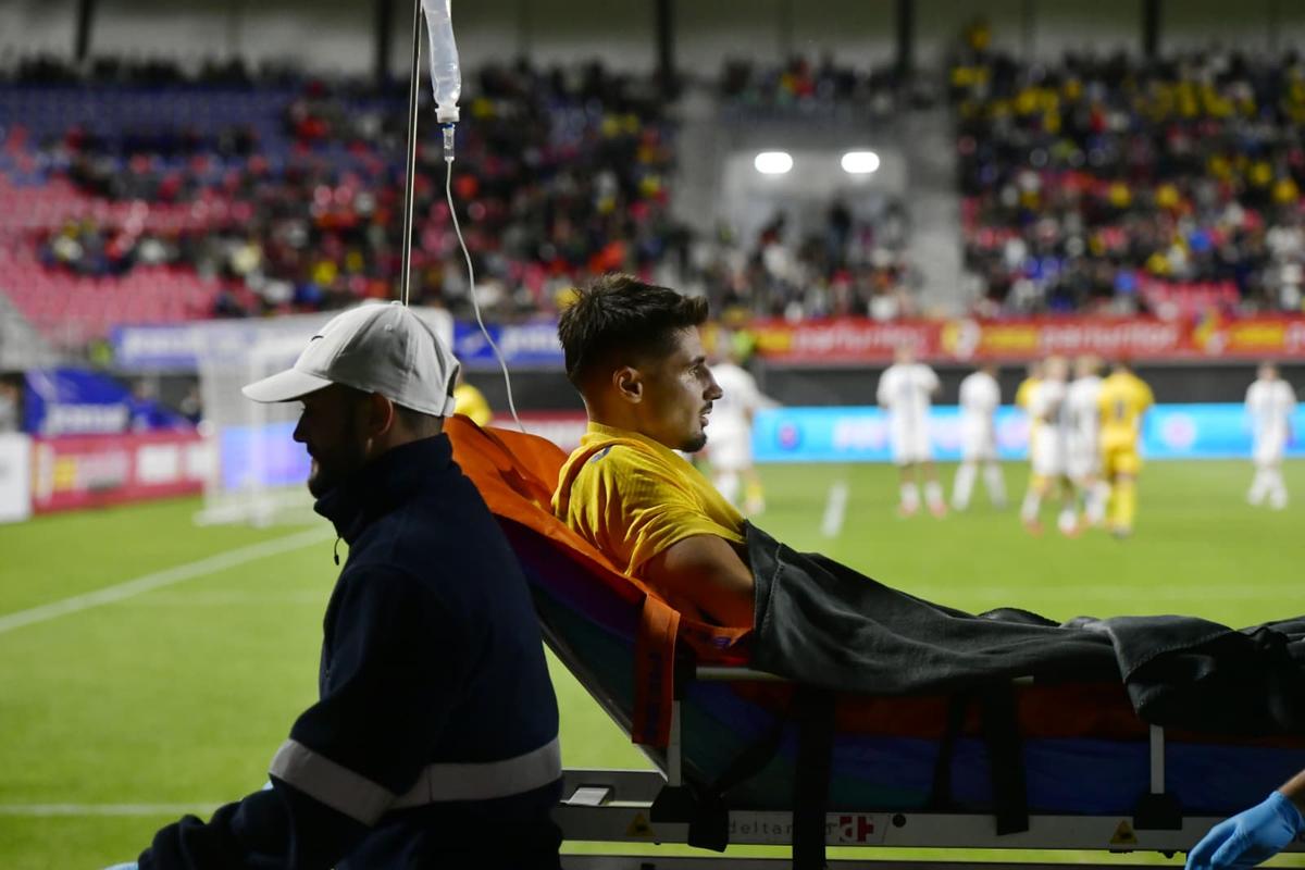 Lovitură pentru echipa din Superligă: accidentare horror în România U21 - Finlanda U21 » A fost scos pe targă!
