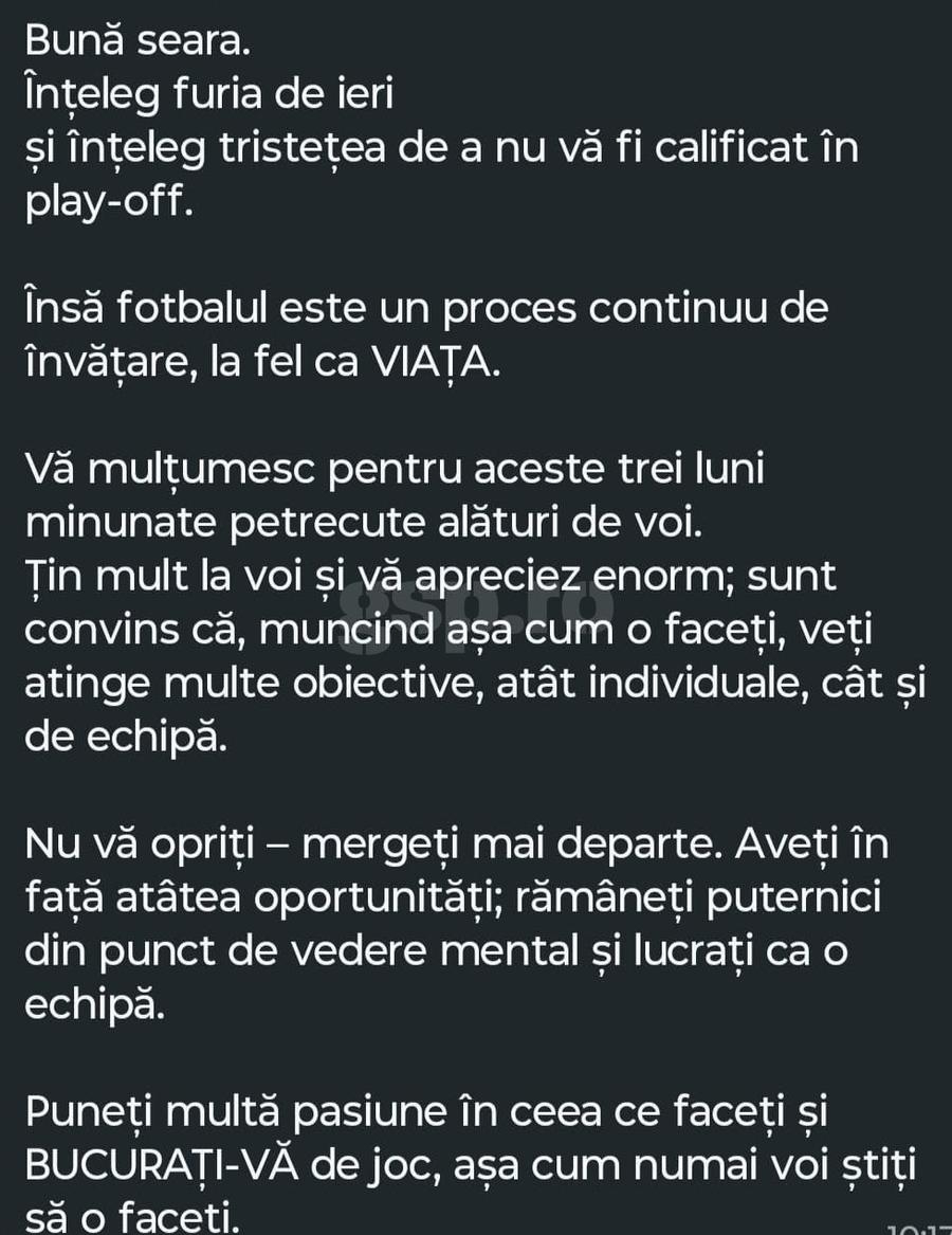 Acesta e mesajul pe care Alejandro Robles îl lăsase pe grupul de WhatsApp al echipei după incidentul cu Adrian Lică Haos total la Craiova: antrenorii de la Academie s-au luat la bătaie în fața jucătorilor! + ”Nu e prima agresiune! Interlopii sunt chiar în club!”