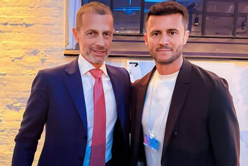Aleksander Ceferin și Andrei Nicolescu, la Copenhaga / Foto: Instagram Andrei Nicolescu