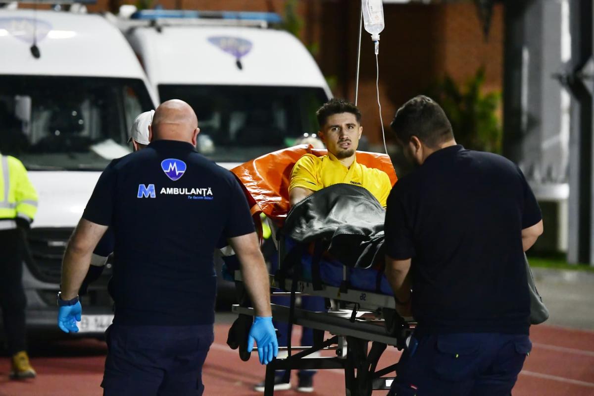 Andrei Dorobanțu, accidentare în România U21 - Finlanda U21 // foto: Cristi Preda (GSP)