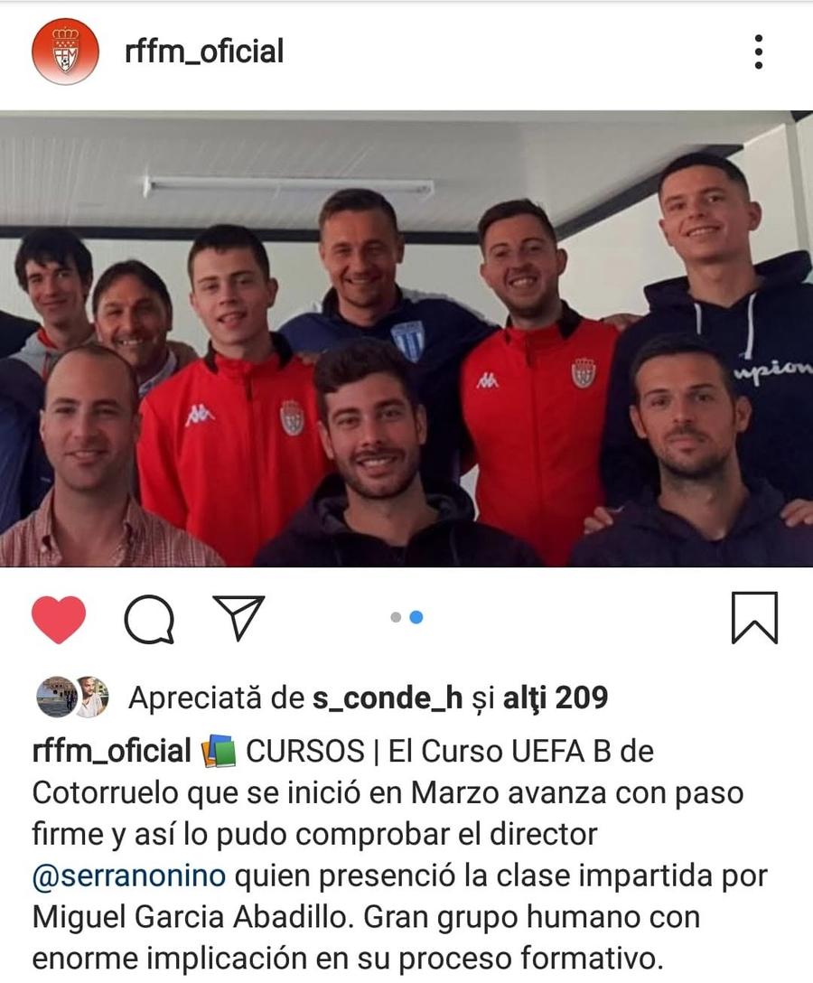 Adrian Lică (sus, în centru) la cursurile de obținere a licenței UEFA B la regionala madrilenă a federației spaniole de fotbal. Foto: facebook.com/adrianosez Haos total la Craiova: antrenorii de la Academie s-au luat la bătaie în fața jucătorilor! + ”Nu e prima agresiune! Interlopii sunt chiar în club!”