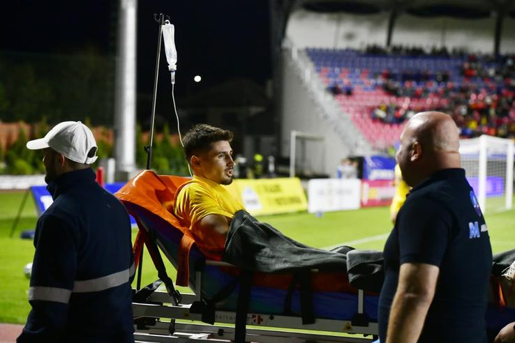 Andrei Dorobanțu, accidentare în România U21 - Finlanda U21 // foto: Cristi Preda (GSP)