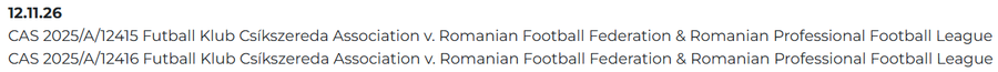 Csikszereda merge la TAS împotriva FRF și LPF Csikszereda merge la TAS!