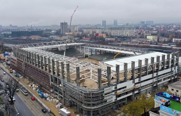 FOTO EXCLUSIV. Cum arată stadionul Giulești la final de 2020: structura acoperișului e aproape finalizată