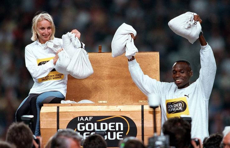 Gabriela Szabo și Wilson Kipketer, câștigători ai Golden League 1999 Foto: Imago Images