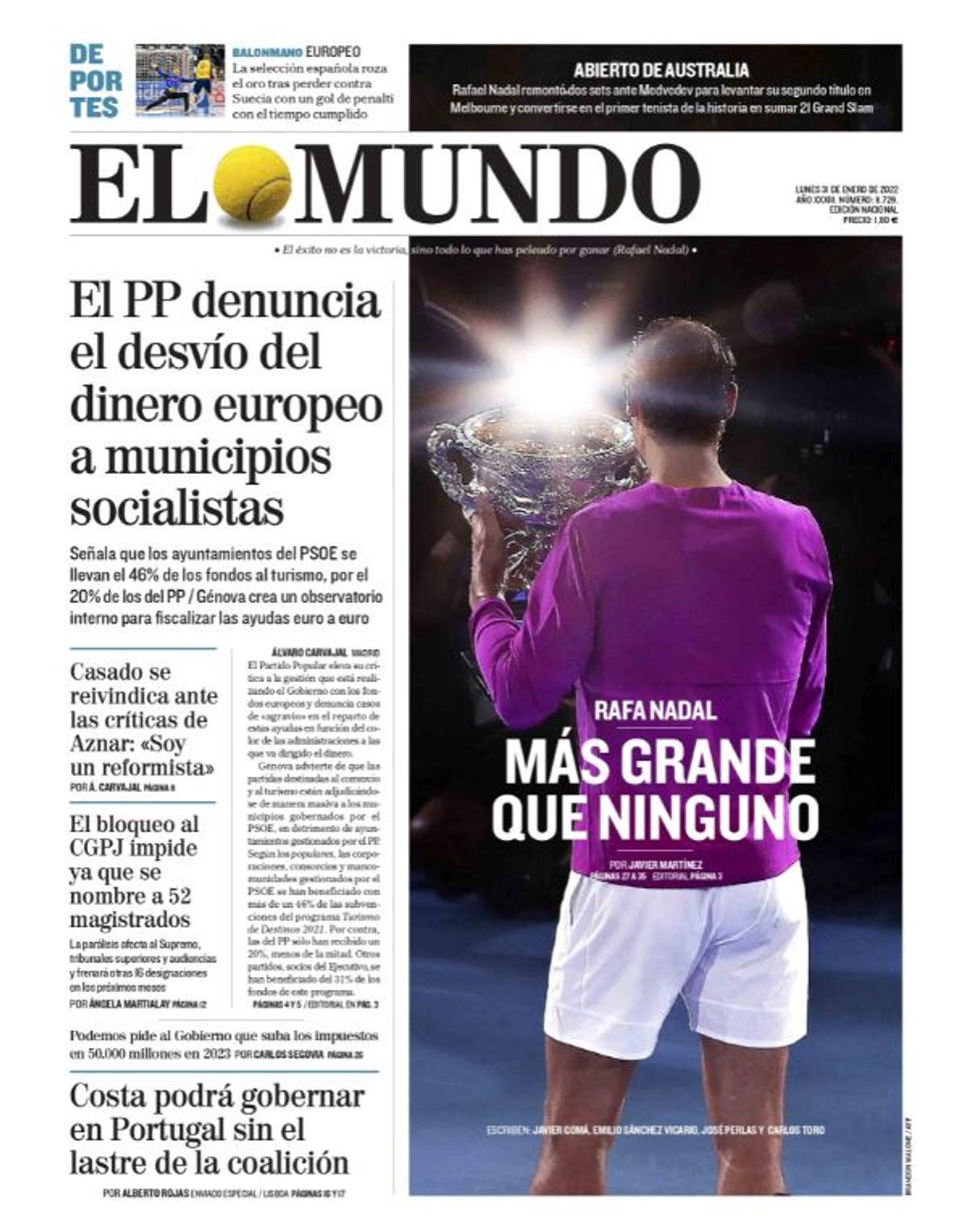 „Cel mai mare dintre cei mai mari” » Ediții de colecție ale presei internaționale, după victoria istorică reușită de Nadal la Australian Open