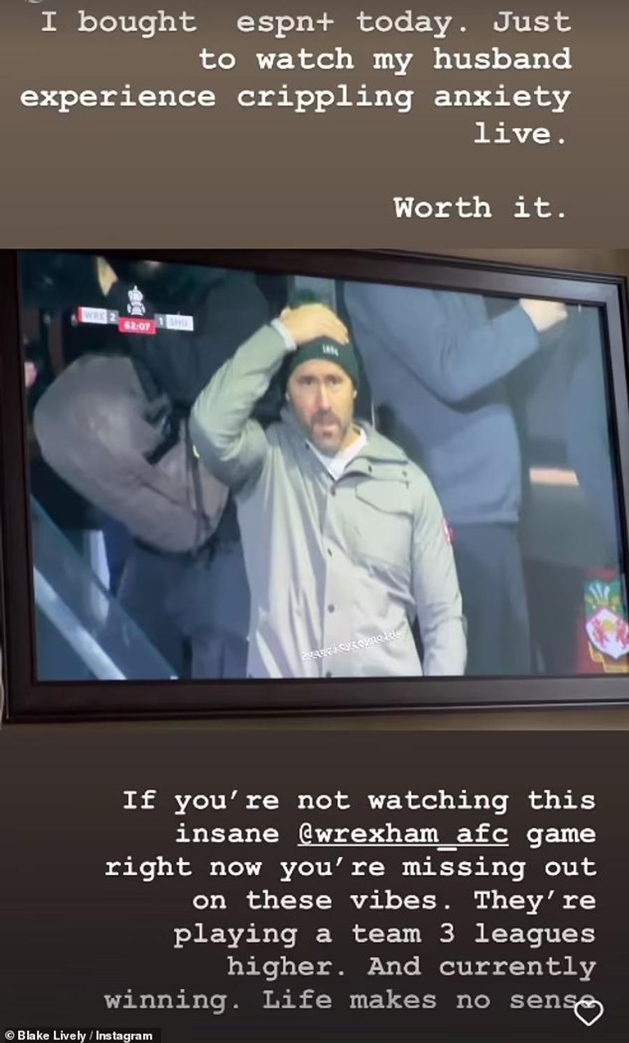 foto: captură Instagram @Blake Lively Blake Lively a cucerit din nou internetul! A râs de soțul ei, Ryan Reynolds, după meciul de infarct din Cupa Angliei: „D-asta mi-am cumpărat abonament”