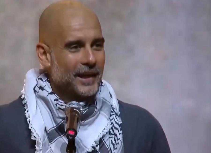 Pep Guardiola, managerul lui Manchester City, a avut un discurs virulent la „Act X Palestine” în Barcelona / Foto: reddit Bad bunny Becali