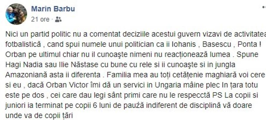 Un experimentat antrenor român a răbufnit pe Facebook: „Cer cetățenie magiară! Dacă Viktor Orban îmi dă un serviciu, mâine plec”