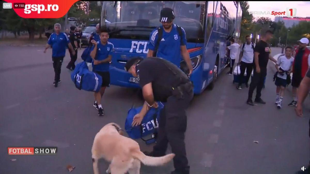 FOTO FCSB - FCU Craiova, câinii miros gențile oltenilor de explozibil 31.07.2022