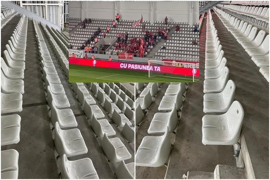 Fanii veniți de la Sfântu Gheorghe au făcut curățenie în sectorul ocupat pe arena Arcul de Triumf la victoria 3-0 cu Dinamo. Seară românească de ură și flegme