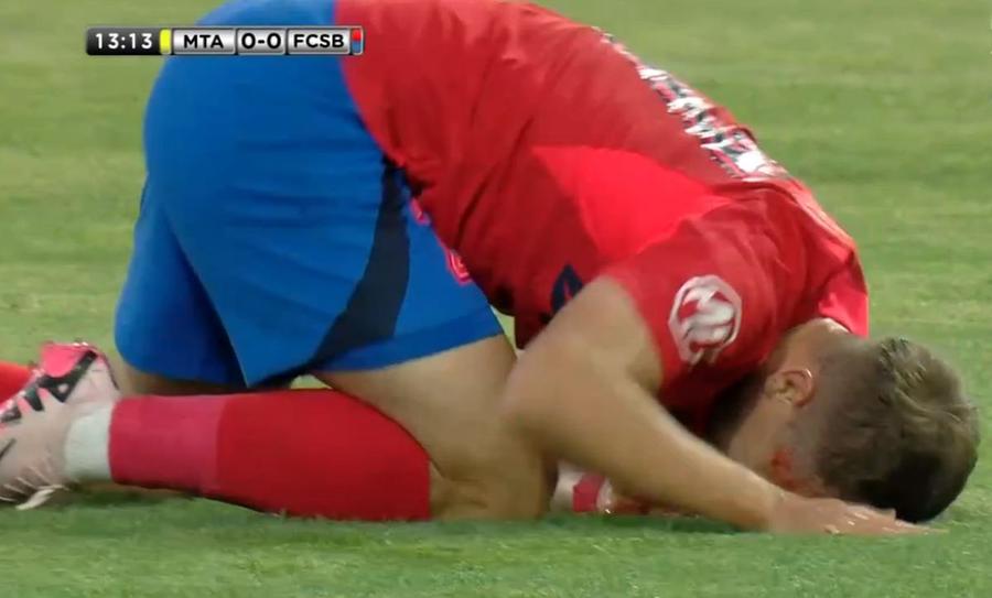 Darius Olaru, însângerat după ciocnirea cu Addo Maccabi Tel Aviv - FCSB 0-1 » Campioana României Ba(e)te(n) în Budapesta și e sigură de prezența într-o grupă europeană!