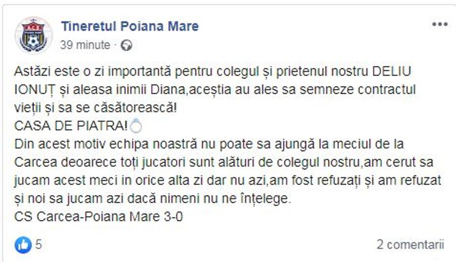 Postarea anului în fotbalul românesc: „Nu ne prezentăm la meciul de azi! Nimeni nu ne înțelege” :D