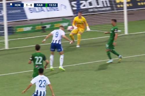 Faza de la golul finlandezilor / Captură Facebook@ HJK Helsinki