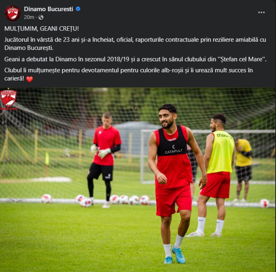 Dinamo continuă curățenia » A 14-a plecare a verii: „Mi-am dorit să merg undeva să joc”