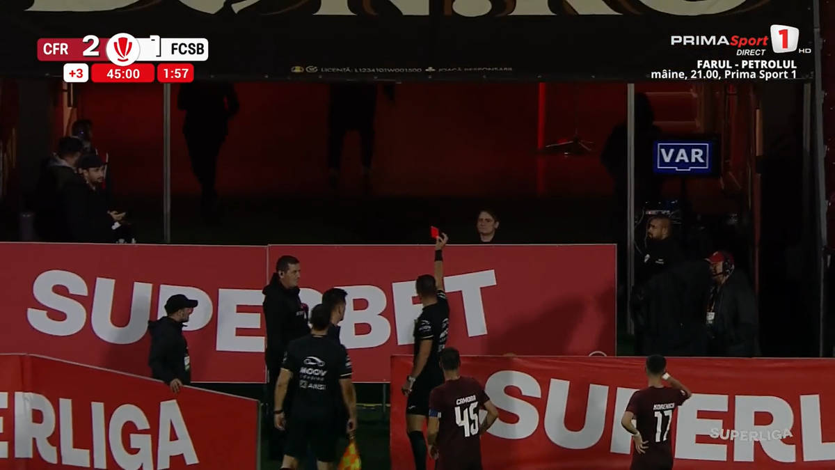 Cristi Balaj a luat cartonașul roșu în CFR Cluj - FCSB » Motivul pentru care a fost eliminat