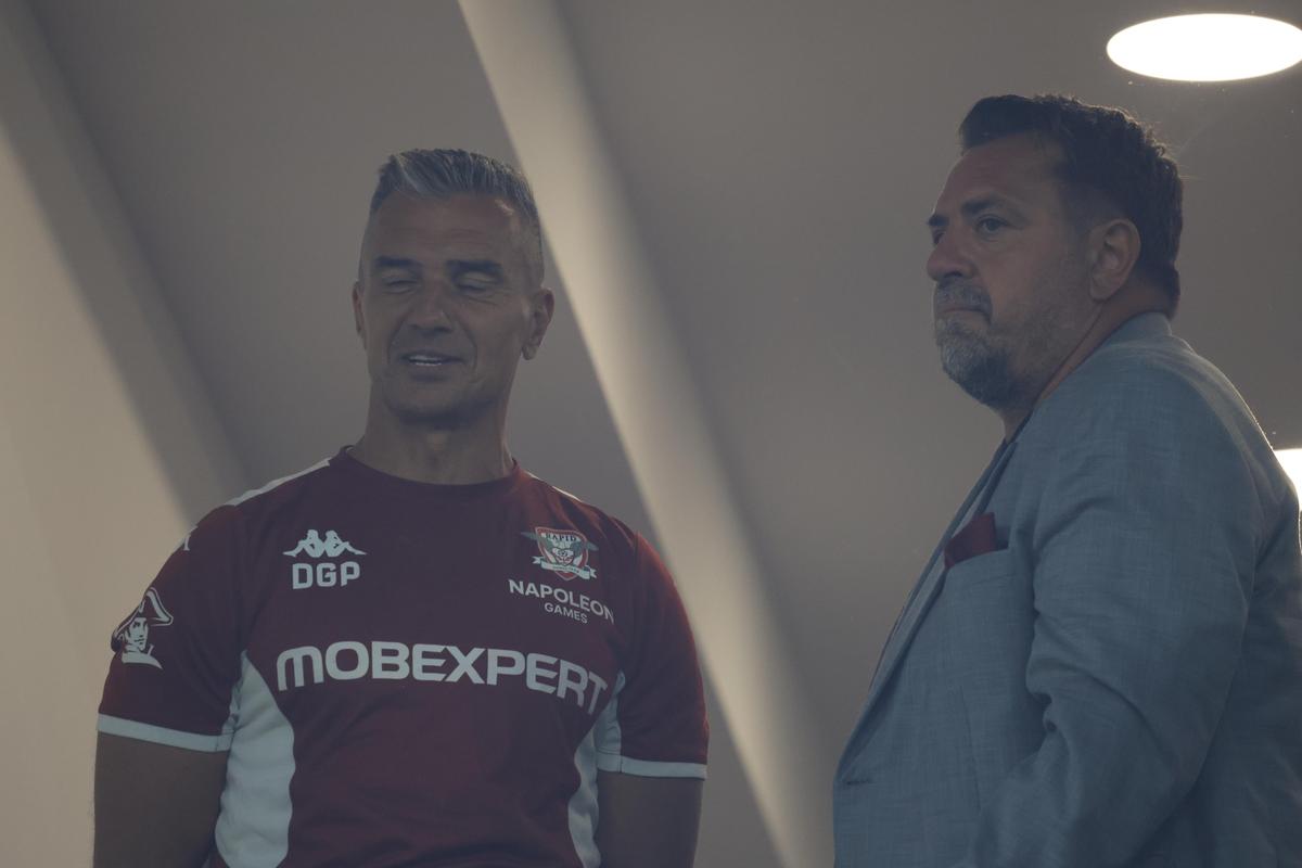 Mircea Rednic, Daniel Pancu, Horia Brenciu, Andi Moisescu și Gheorghe Hagi la Rapid - Universitatea Craiova