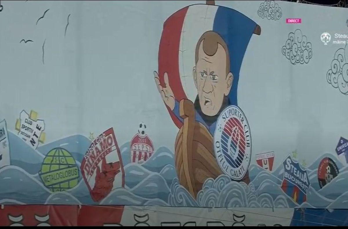 Scenografie dedicată lui Dorinel Munteanu la Oțelul - FCSB: „Băăă... dă-te, bă, la o parte!”