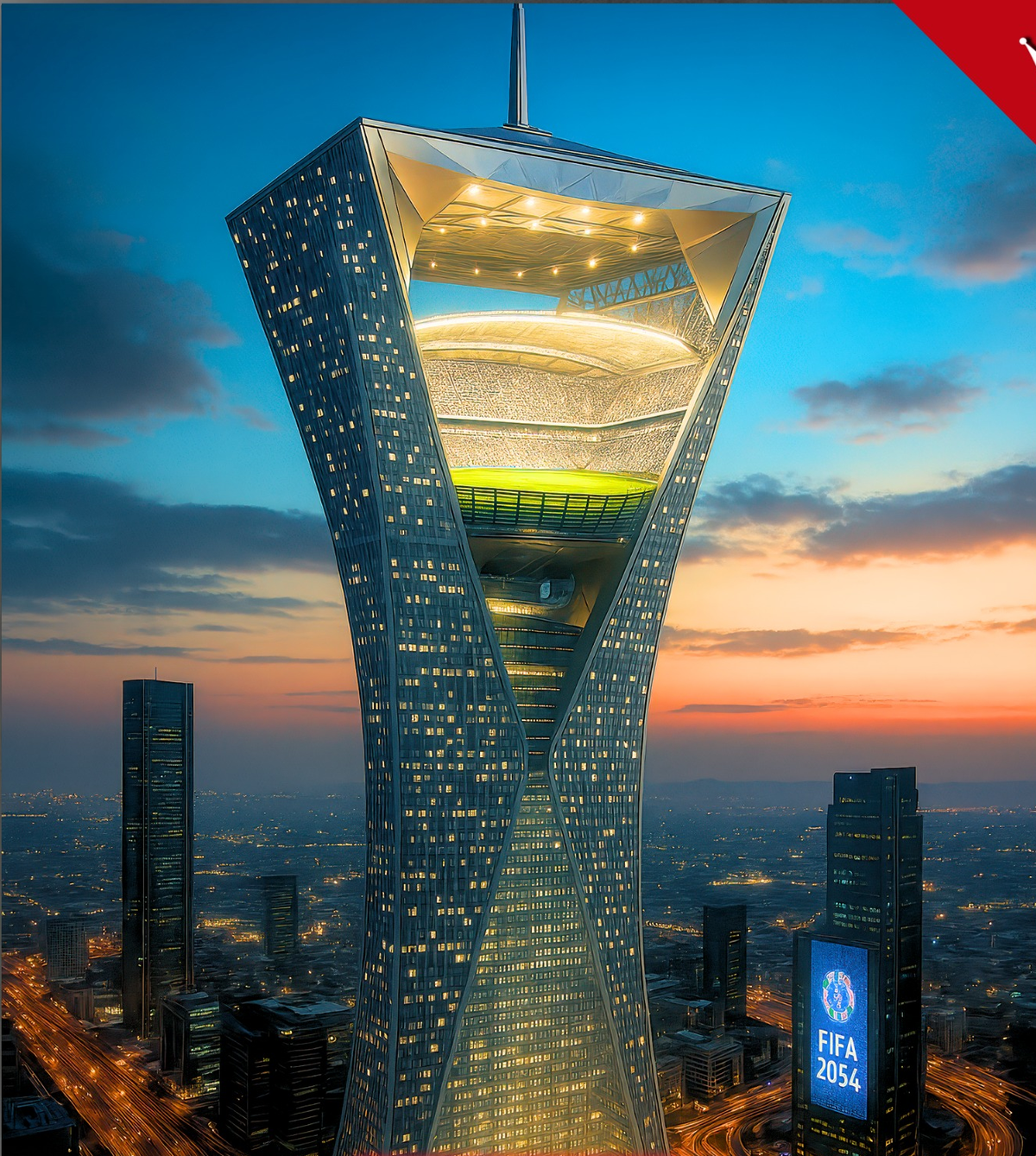 NEOM Sky Stadium, stadionul suspendat din Arabia Saudită. Foto: X.com