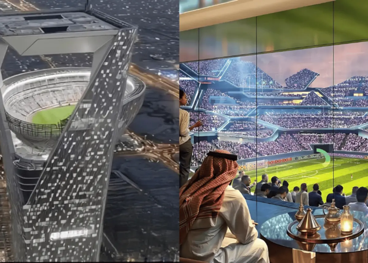 NEOM Sky Stadium, stadionul suspendat din Arabia Saudită. Foto: X.com