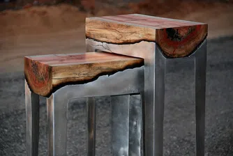 Дърво и метал се сливат в уникални мебели