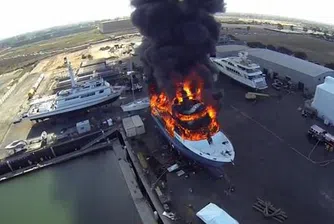 Дрон засне как гори яхта за 24 млн. долара (видео)