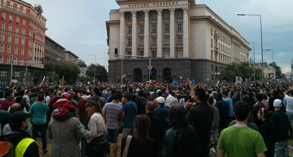 Димки и маски-прасета на протеста в София