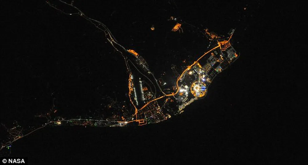 Олимпийският огън се вижда от Космоса (снимка на НАСА)