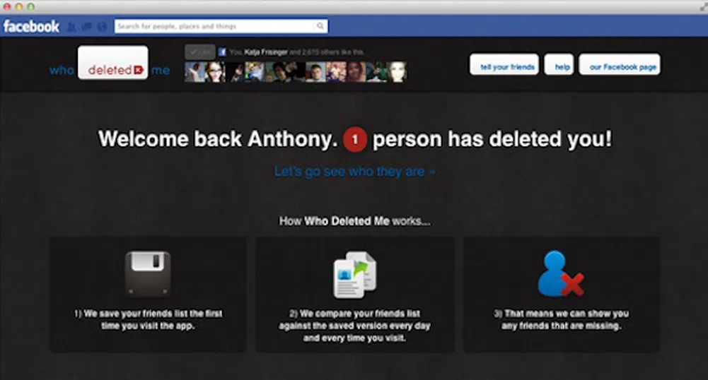 Приложение показва приятелите, които са ни изтрили от Facebook