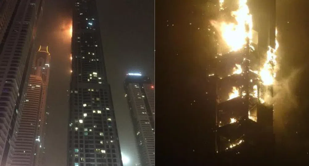 Пожар близо до най-високата сграда в света