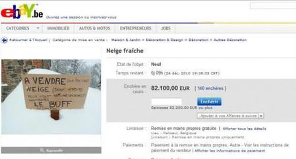 Белгиец продава в Ebay снега в двора си