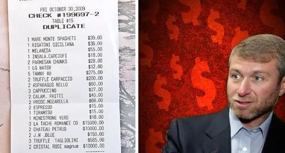 Роман Абрамович похарчи 52 000 долара за обяд