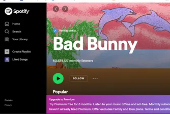 Bad Bunny за трета поредна година е най-стриймваният изпълнител в Spotify