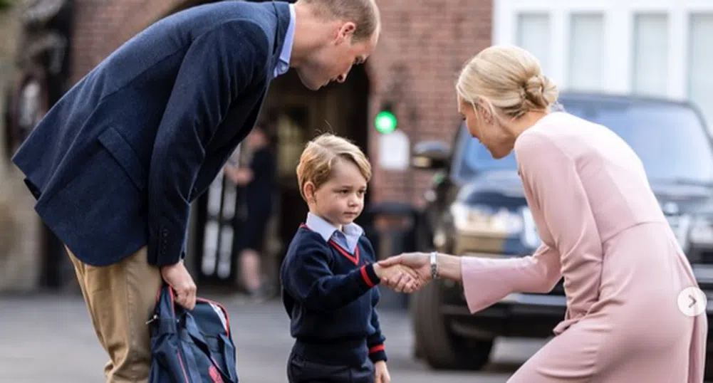 Принц Джордж пристигна за първия учебен ден само с баща си