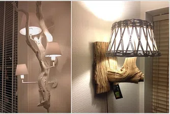 10 уникални стенни лампи от дърво