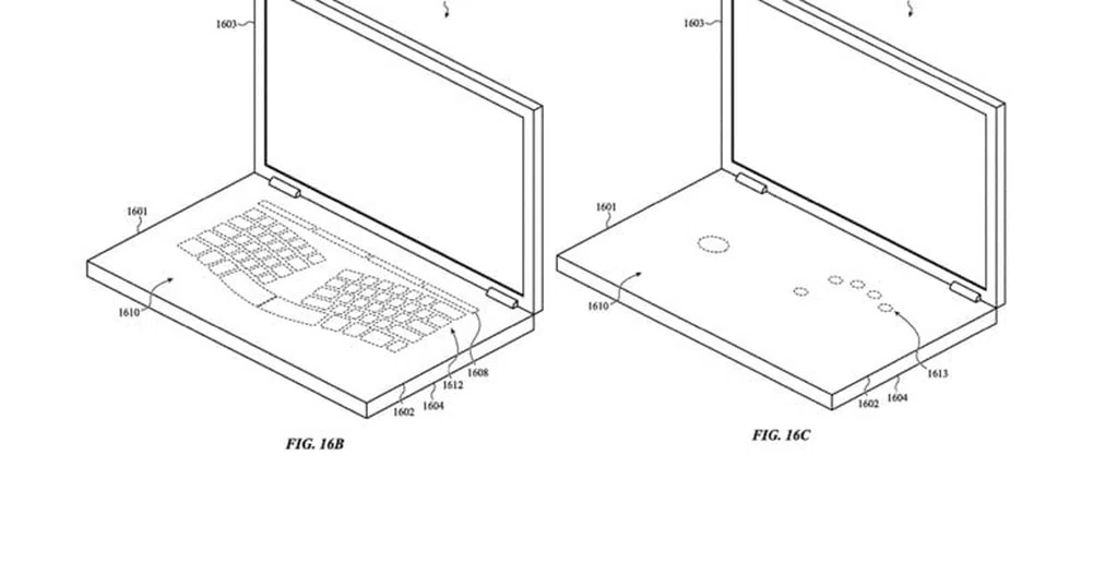 Apple патентова ноутбук с виртуална клавиатура