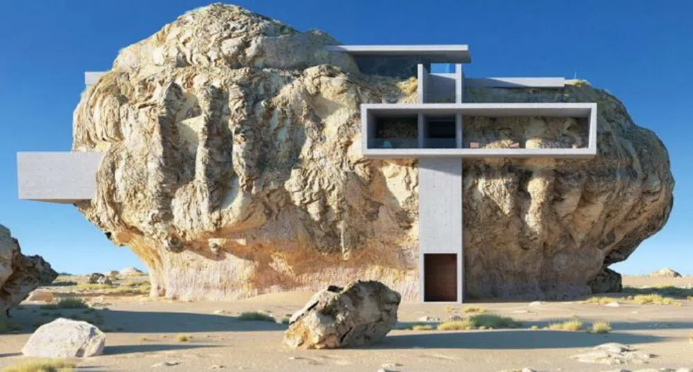 „Къща в скала“ - преплитането на камък и модерен бетон