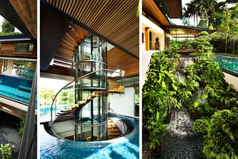 Уникална къща, в която доминират водата и растенията