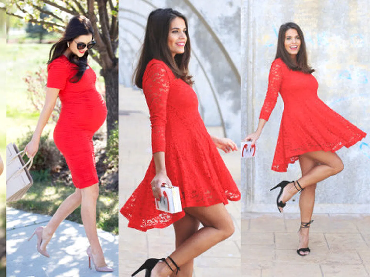 Две бременни блогърки и техните червени рокли